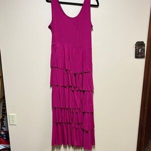 Soft Surroundings Fuchsia Tiered Maxi Dress